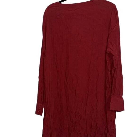 Madewell Red Button-Front Long Sleeve Blouse 2X Viscose - Picture 8 of 9